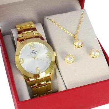Imagem de Relogio Champion Kit Semi Joia Feminino Dourado Analogico-Feminino