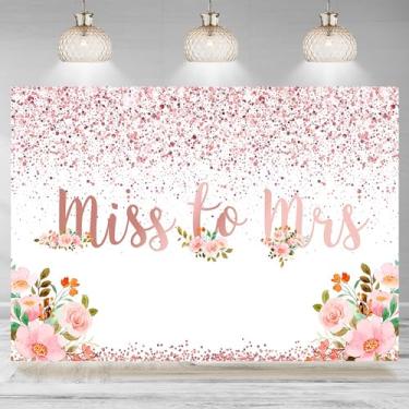 Imagem de Pano de fundo de casamento de 2,1 x 1,5 m Miss to Mrs Flores Rosa Bolinhas Folhas Verdes Fundo Fotográfico Chá de Noiva Noiva Futura Festa de Casamento Decorações Banner Foto Studio Adereços