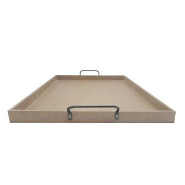 Imagem de Bandeja Retangular Lisa Simples com Alça 32x27x2 Mdf 6mm Madeira - ATA