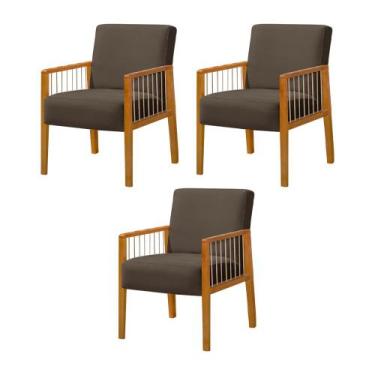 Imagem de Kit 3 Poltronas Decorativa Base em Madeira Maciça e Corda Náutica Copa