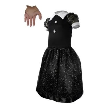 Imagem de Fantasia Vestido Wandinha Luxo 2 A 9 Anos Com Mãozinha - SGB MODAS E V