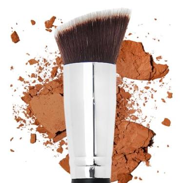 Imagem de Beauty Junkees Pincel Kabuki Plano e Angular para Rosto, Pincel para Contorno, Bronzeador e Blush, Cerdas Sintéticas Densas, Preto