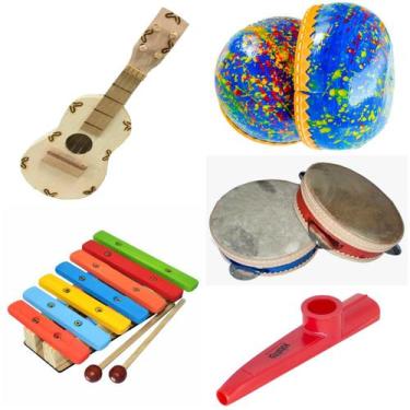 Imagem de Bandinha Ritmica com 5 Instrumentos Infantis Montessori - BRINQUE E LE
