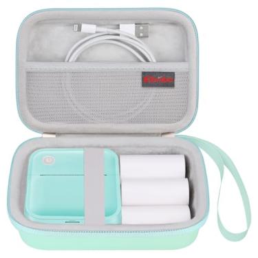 Imagem de Elonbo Estojo de transporte para máquina de etiquetar D110, bolsa de viagem para NIIMBOT/JADENS D110 Impressora de etiquetas portátil Bluetooth sem fio, suporte de armazenamento pequeno para mini impressora de adesivos térmicos, bolso para fita, verde