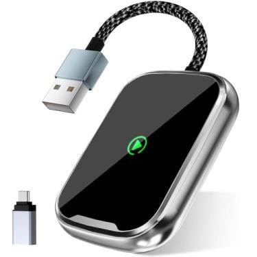 Imagem de Adaptador Carplay sem fio, androidauto sem fio converte CarPlay com fio de fábrica para iPhone Android, Dongle Super Mini Car Play adequado para carros de 2017, conexão rápida de baixa latência, cinza
