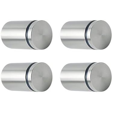 Imagem de Porta-placas de aço inoxidável para loja Alise 1" de diâmetro x 1-5/8" com parafusos para montagem na parede, ferragens para propaganda de vidro, unha, Brushed Nickel