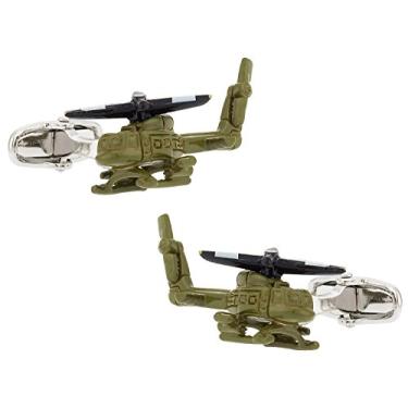 Imagem de Abotoaduras de helicóptero do exército do papai com aba de pimenta rachada com caixa de apresentação