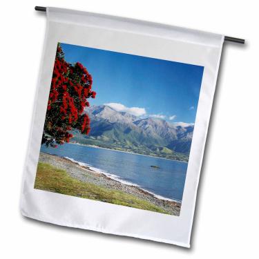 Imagem de 3dRose fl_73990_1 Árvore Pohutukawa, Marlborough, Ilha do Sul, Nova Zelândia-AU02 DWA4068-David Bandeira de Jardim de Parede, 30 por 45 cm