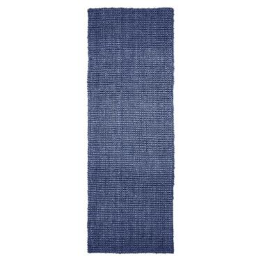 Imagem de Superior Tapete de juta trançada para área pequena, decoração de casa estética moderna para entrada, sala de estar, jantar, quarto, berçário, cozinha, tapetes reversíveis macios, coleção Kula, azul