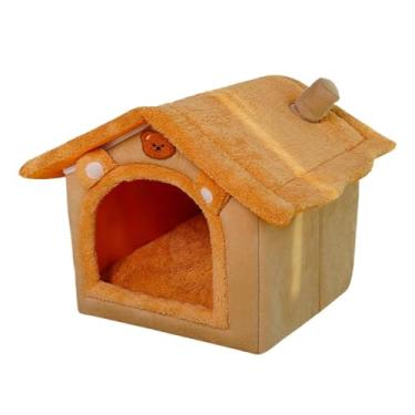 Imagem de Bothyi Cama de gato para gatos internos, casinha de cachorro, fechada, confortável, quente, macia, cama para animais de estimação, filhote de cachorro, gatos, Coffee M