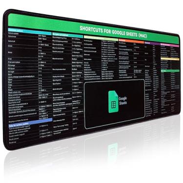 Imagem de Mouse pad de atalho de folha do Google, mouse pad grande para planilha do Google Excel, pad de jogos estendido para mesa, teclado antiderrapante impermeável de 80 x 30 cm com atalhos de folha do
