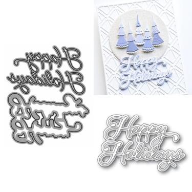 Imagem de XMZZMX Shadow Happy Holidays moldes de corte de metal para fazer cartões, kit de moldes...