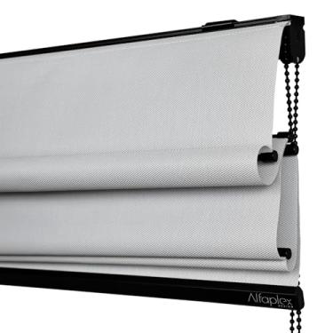 Imagem de Cortina Romana Tela Solar 1% 1,50 (lar) X 1,40 (alt) (Cinza - Acabamento Preto)