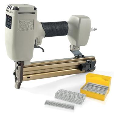 Imagem de Woodpecker ST38H Pregador de concreto calibre 14 com 400 peças de pregos em T de concreto, pistola de pregos T de 3/10.2 cm a 1-1/5.1 cm para pregos de concreto, rodapés, paletes