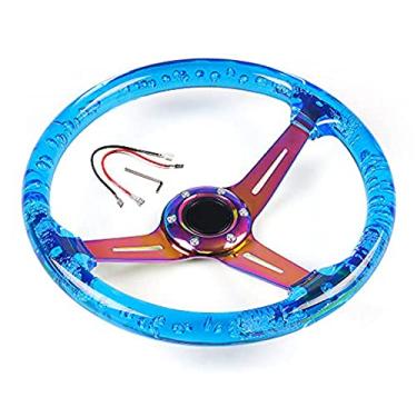 Imagem de YEHICY Volante de Corrida/Carrinho de Golfe de 13,8” para Club Car Ds e Club Car Precedent Ezgo Yamaha 6 Parafusos Neo Chrome Spokes Volante Esportivo de Corrida