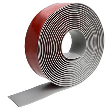 Imagem de Faixa de transição plana autoadesiva para piso e porta de 20 m, faixa de acabamento de borda de piso de vinil de 5 cm de largura, limites para portas Cobertura de lacuna de piso laminado (cinza)