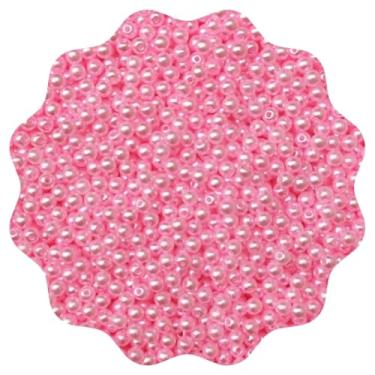 Imagem de 100g Miçanga Pérola 4mm Abs ou Leitosa Aprox 3800un Missanga Artesanato (Tradcional - Rosa Claro)