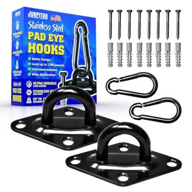 Imagem de JUNPITOO Ganchos de almofada de aço inoxidável, ganchos de pressão, parafusos resistentes, capacidade de 771 kg, kit de suspensão de rede/balanço