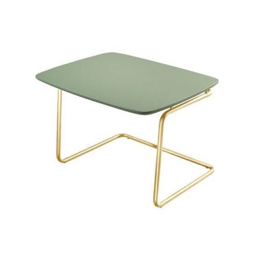 Imagem de Mesa de Centro Kairos Base Ouro 54x43cm LarFlex, Verde Lazza