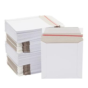 Imagem de Juvale 100 Pack 6x6 Rigid Mailers - 450 GSM Thick and Sturdy - Self Sealing Stay Flat Cardboard Envelopes for Mailing CDs, DVDs (White)