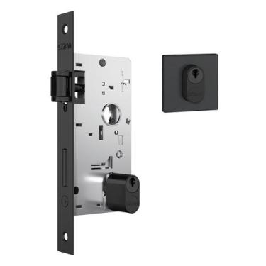 Imagem de Fechadura Porta Madeira Stam 803 T Rolete RQ1 Preto Fosco