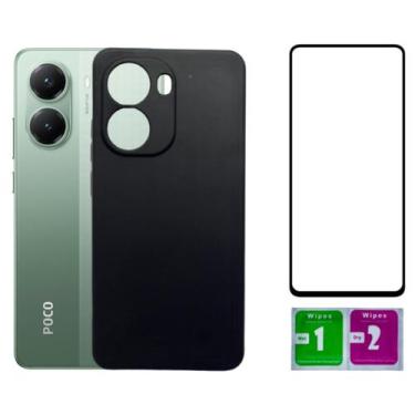 Imagem de Kit Capa Aveludada Preta Para Poco X7 Pro 5g + Película 3D - Mustangsh