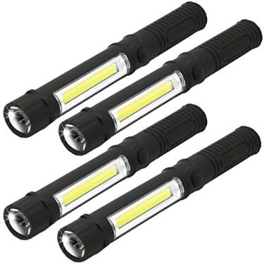 Imagem de Lanterna de trabalho COB LED com base magnética e clipe multifuncional para caneta de bolso, luz de trabalho de inspeção, 4 peças
