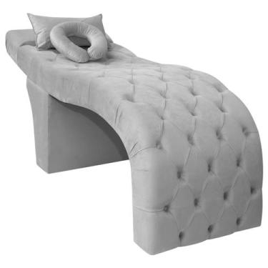 Imagem de Maca Estética Charme Para Extensão De Cílios Veludo Cinza Claro - SOFA