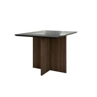 Imagem de Mesa de Jantar 4 Lugares 1,20m Tampo com Vidro Napoles Carvalho Grafit