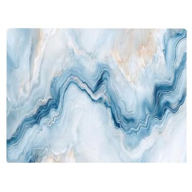 Imagem de Tábua de corte de vidro em mármore ágata branca azul presente decorativo pedra de granito marmorizado presente para sua mãe, esposa