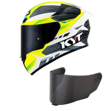 Imagem de Capacete KYT TT Course Gear Preto e Amarelo Mais Viseira Fumê, 56