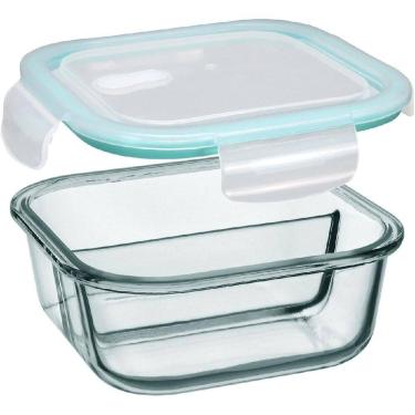 Imagem de POTE MANTIMENTOS HERMÉTICO HOME&CO COM 2 DIVISOES VIDRO TEMPERADO 800ml 6x14x14cm TRANSPARENTE