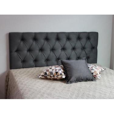 Imagem de Cabeceira Para Cama King 195x50cm Cinza Escuro Com Botões Na Mesma Cor