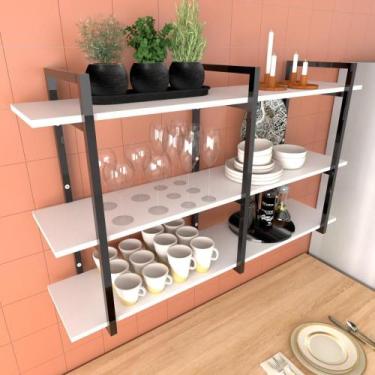Imagem de Prateleira industrial nichos cozinha branco off white suporte industri