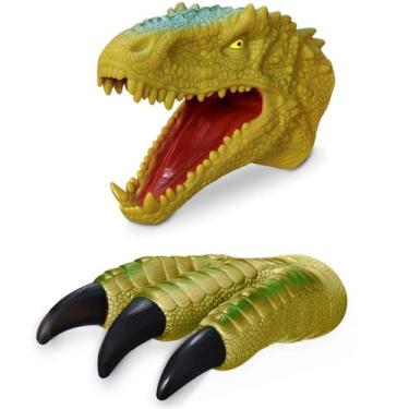 Imagem de Fantoche + Garra De Mão Verde  Dinossauro Tiranossauro Rex - Adijomar