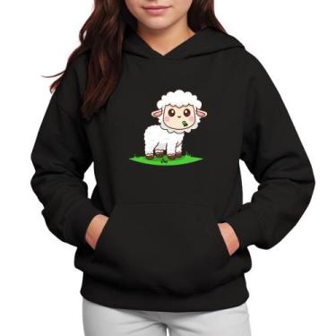 Imagem de Moletom Infantil Canguru Menina Algodão Estampa Ovelha - Samcro Vestuá