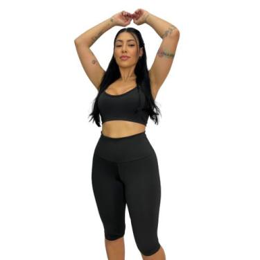 Imagem de Kit 2 Bermudas de Academia Feminina Suplex Fitness Cintura Alta Ciclis