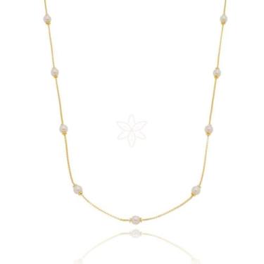 Imagem de Colar veneziana com pérolas folheado em ouro 18k - Use Lírios Joias