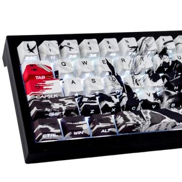 Imagem de Teclas PBT – Conjunto de teclas de impressão lateral, brilho através de teclas personalizadas, teclas japonesas Dye Sub & Double Shot, 131 teclas Cherry Profile Keyboard Keycap para teclado mecânico