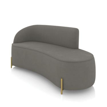 Imagem de Sofá 3 Lugares Orgânico 180cm Pé Dourado Morgan Suede Grafite D03 - D`Rossi