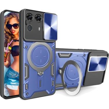 Imagem de Ephoou Capa protetora para Motorola Edge 50 Ultra/Moto X50 Ultra Armor com suporte de anel magnético, capa resistente à prova de choque de grau militar resistente com capa de lente de câmera