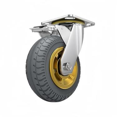 Imagem de Rodízio resistente de 4 polegadas, rodízio giratório, rodízios duplos silenciosos com rolamento de esferas, rodas industriais(4 inch with brake)