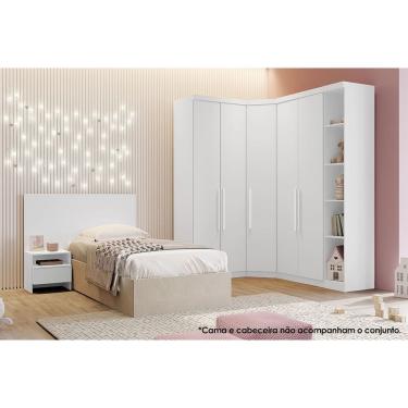 Imagem de Quarto Modulado Rizon 4 Peças (1 Closet + 2 Guarda Roupas + 1 Complemento) QC209 Branco