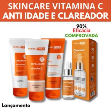 Imagem de Kit Skincare Vitamina C Anti Idade Dermachem , Sérum Clareador Dermach