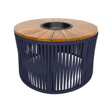 Imagem de Mesa De Centro Berlim Com Champanheira Alumínio Corda Náutica Azul Marinho - Azul