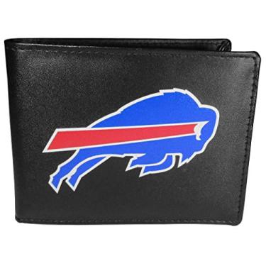 Imagem de Carteira dobrável unissex NFL Buffalo Bills Siskiyou SportsLeather com logotipo grande, preta, tamanho único