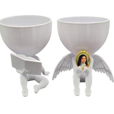 Imagem de Kit Decoração Santa Teresinha Anjinho + Lendo Biblia - Point da Fe