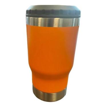Imagem de Copo Térmico Long Neck Cerveja Latinha Latão Litrinho Inox Cor Laranja