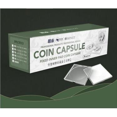 Imagem de Caixa Com 20 Capsulas Acrílicas Quadradas Para Moedas Letra E - PCCB