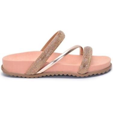 Imagem de Sandália Rasteirinha Feminina Papete Moda Strass Macia NL374-Feminino